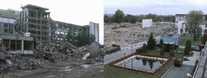 Burzenie budynków serwisu i produkcyjnego oraz teren po wyburzeniu, fot. Jan Olejnik